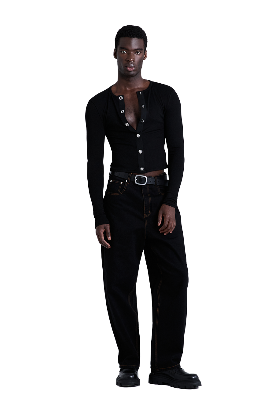 LATCH RIB CARDI TOP | BLACK