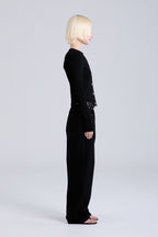 LATCH RIB CARDI TOP | BLACK