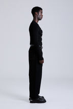 LATCH RIB CARDI TOP | BLACK