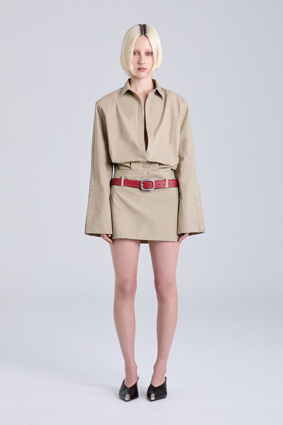 VOID MINI SHIRT DRESS | SLATE GREEN