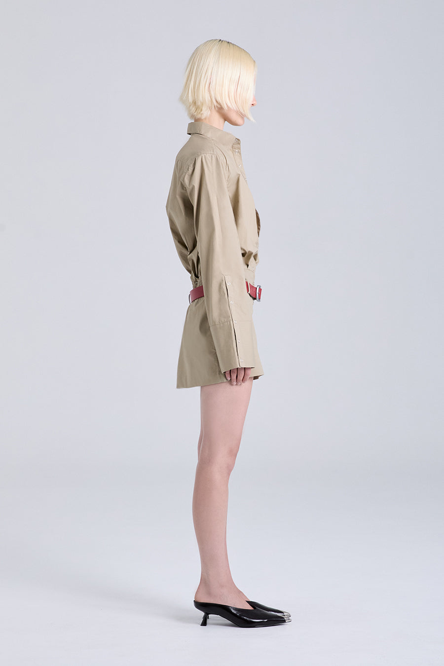 VOID MINI SHIRT DRESS | SLATE GREEN