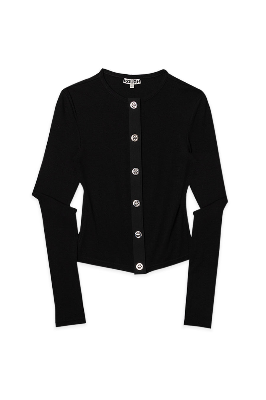 LATCH RIB CARDI TOP | BLACK
