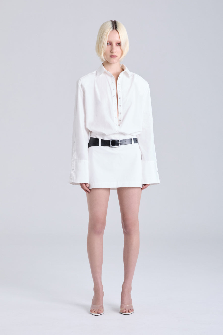 VOID MINI SHIRT DRESS | WHITE