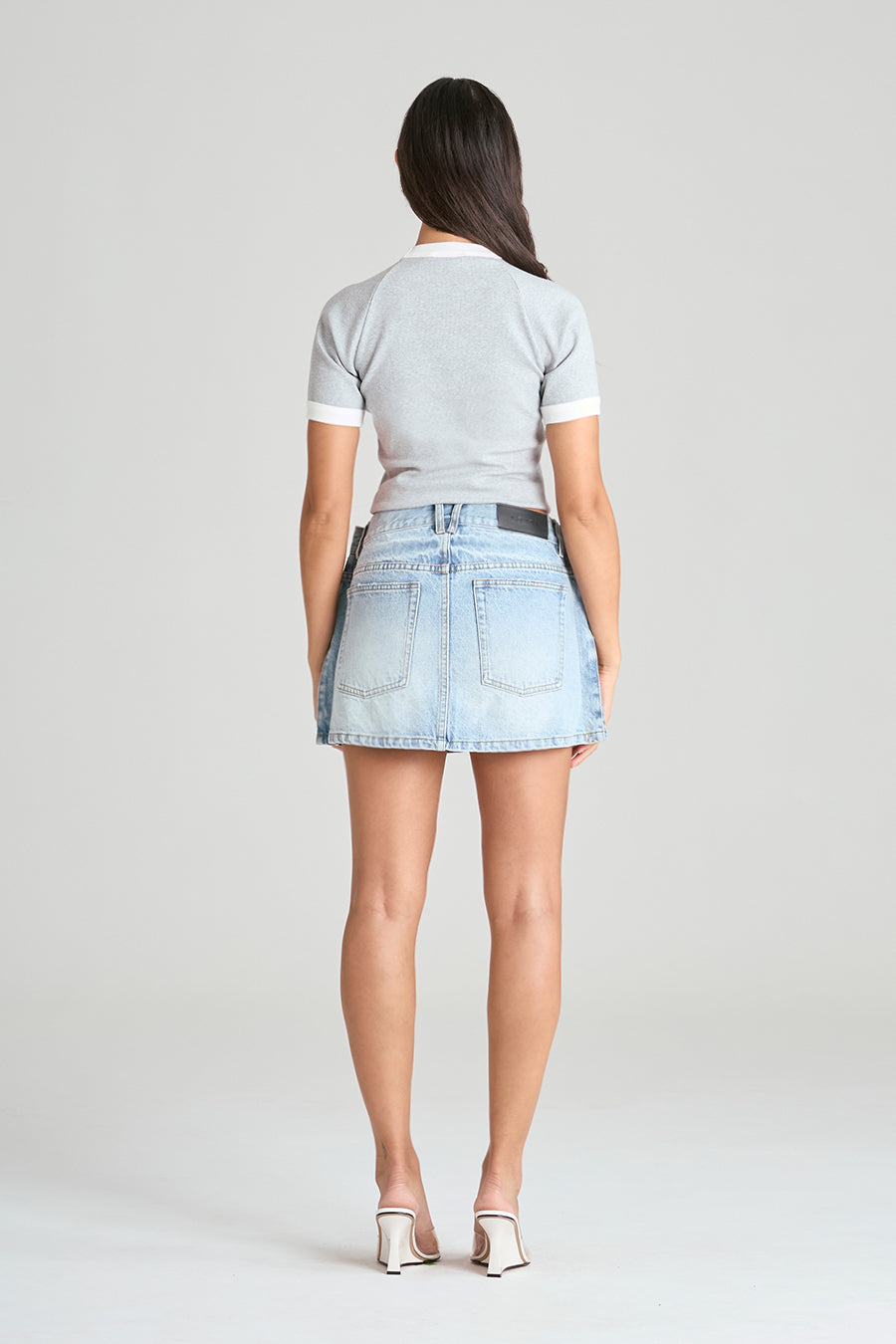 2D DENIM SKIRT | ICE BLUE