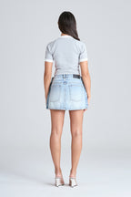 2D DENIM SKIRT | ICE BLUE