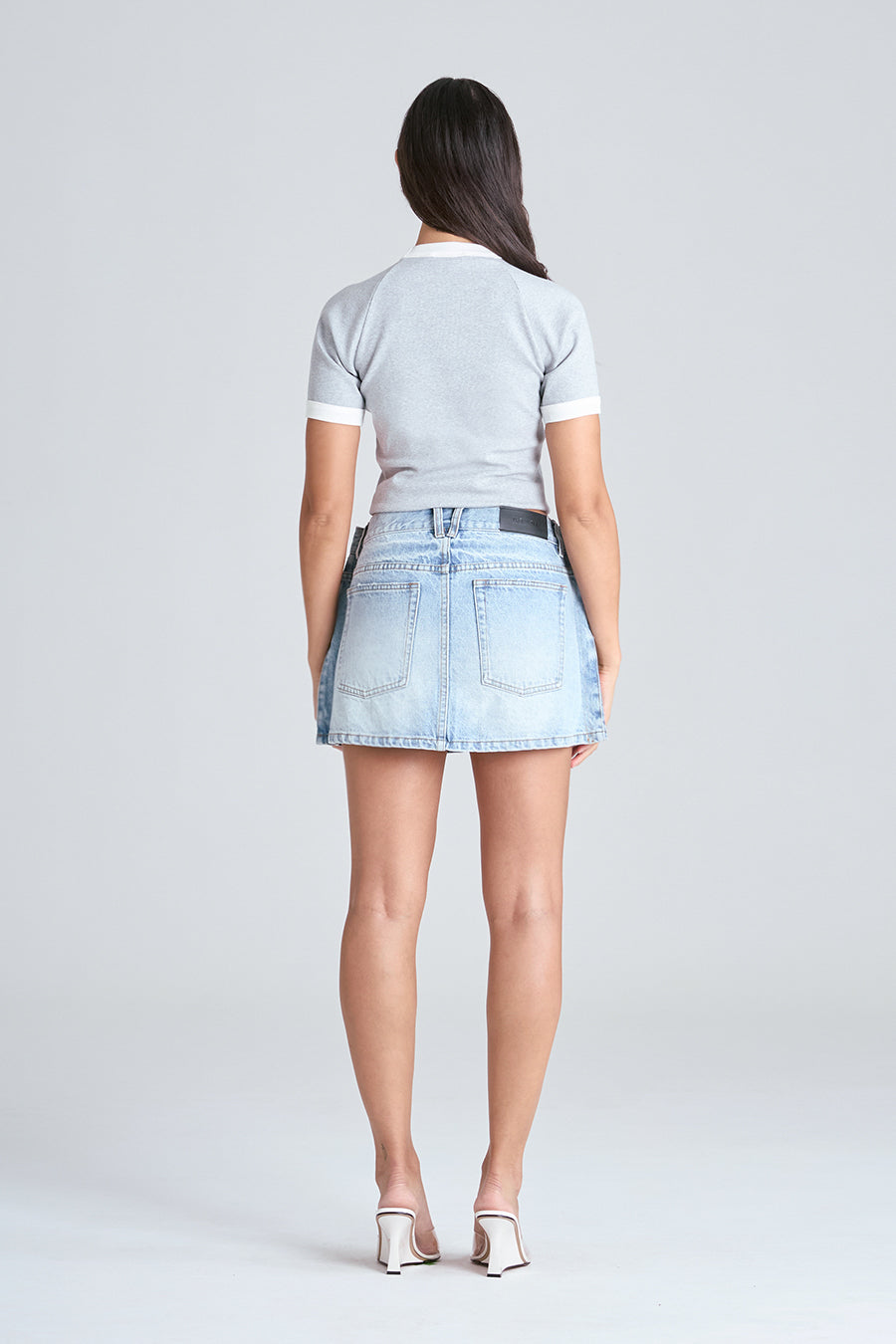 2D DENIM SKIRT | ICE BLUE