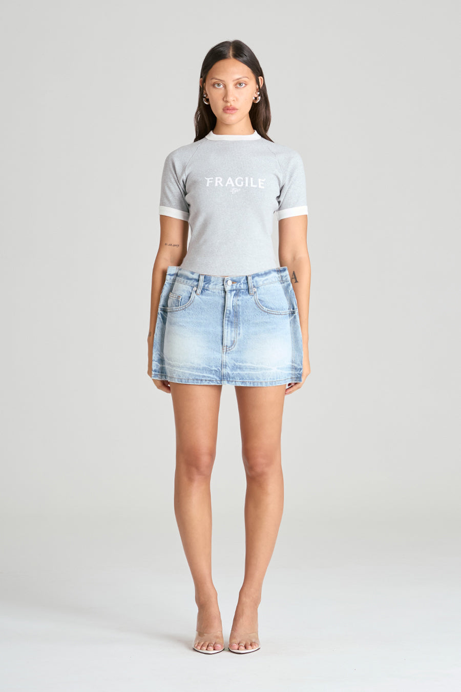2D DENIM SKIRT | ICE BLUE