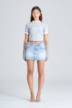 2D DENIM SKIRT | ICE BLUE