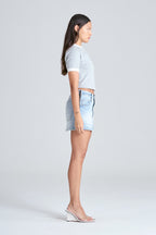 2D DENIM SKIRT | ICE BLUE