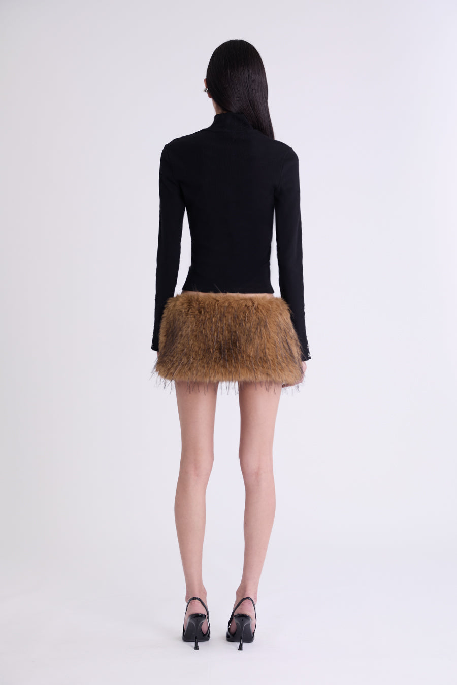 SECTOR FAUX FUR BELT SKIRT | TAN