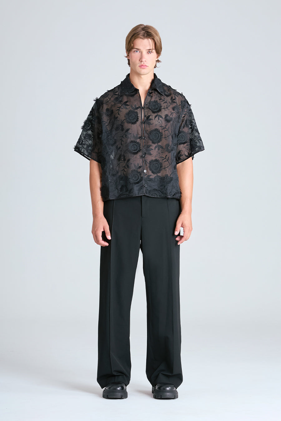 IVY LACE BOWLER SHIRT | BLACK