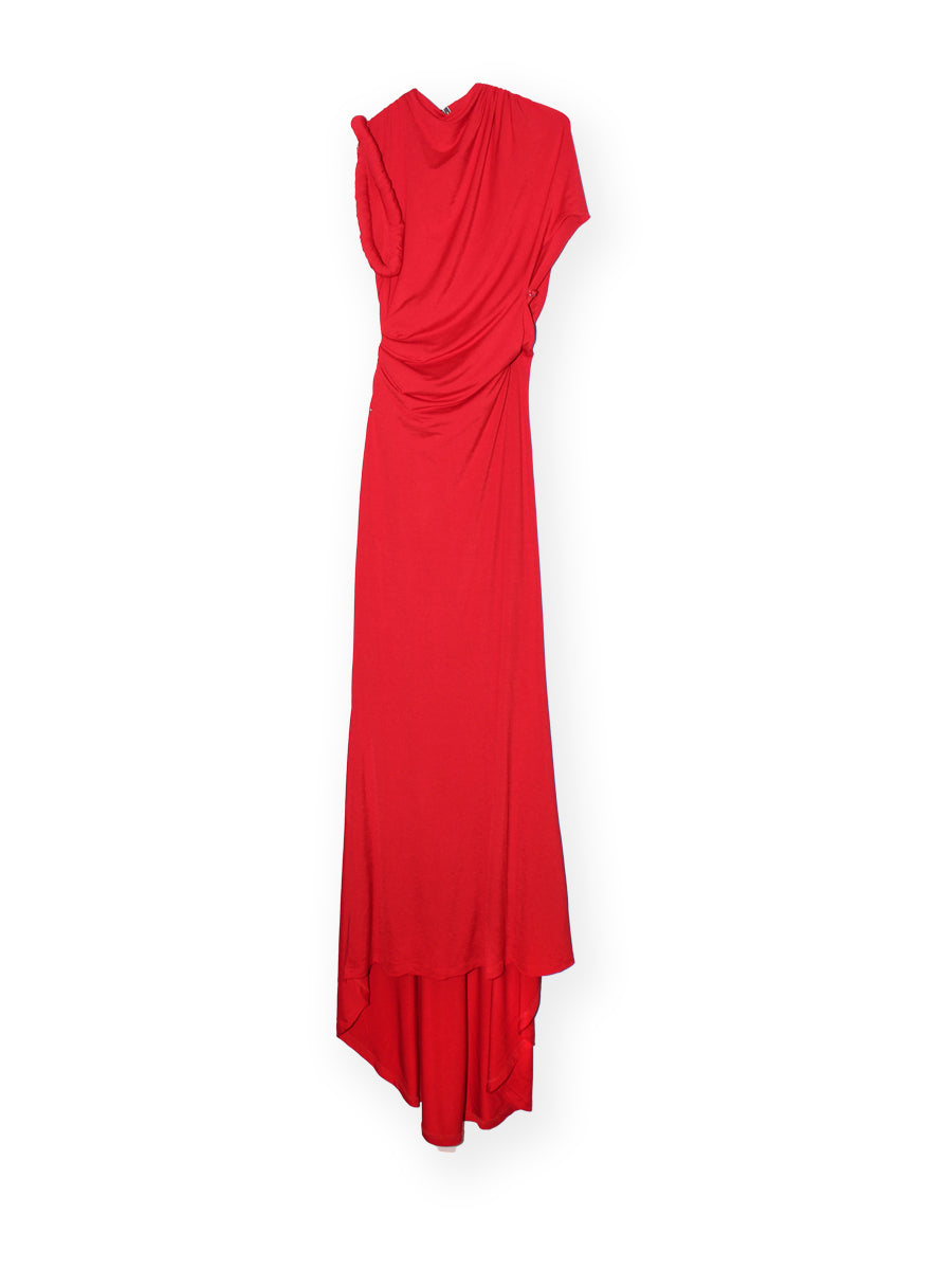neon red dresses Neon Long Prom Dress with Detachable Cape