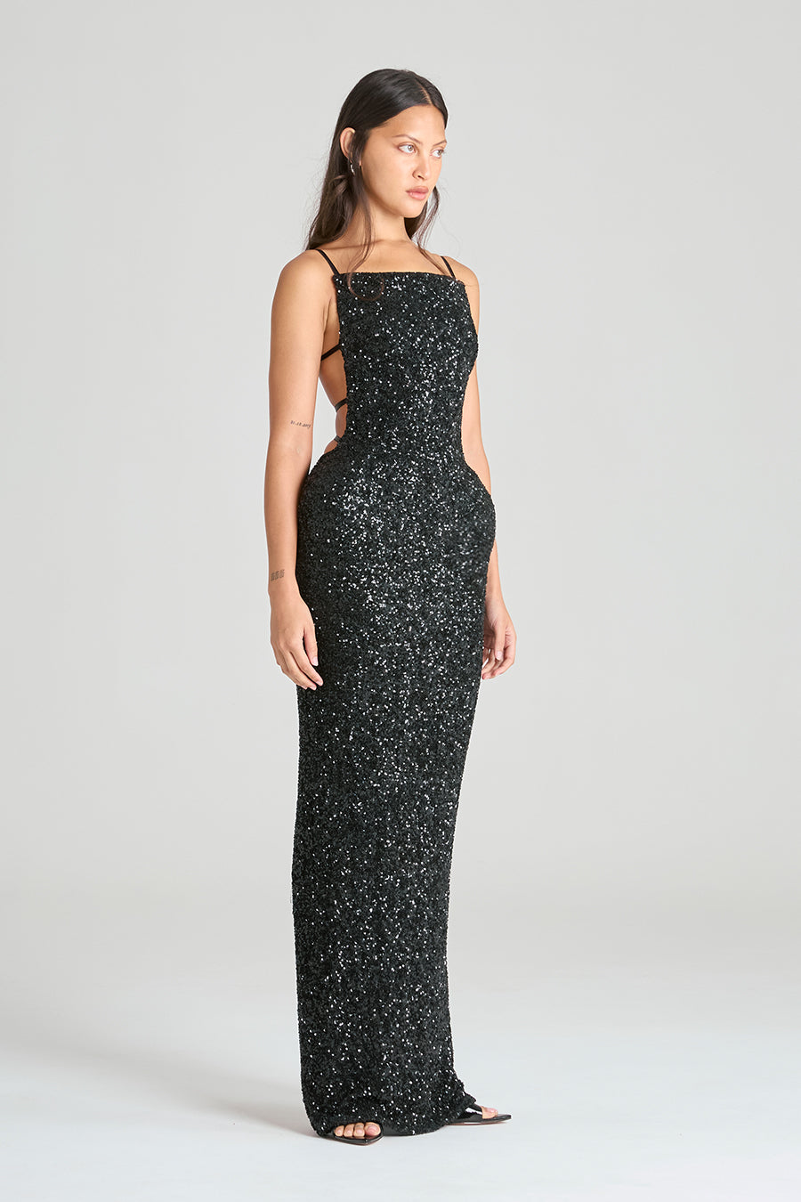OBELISK MAXI DRESS | BLACK SEQUIN