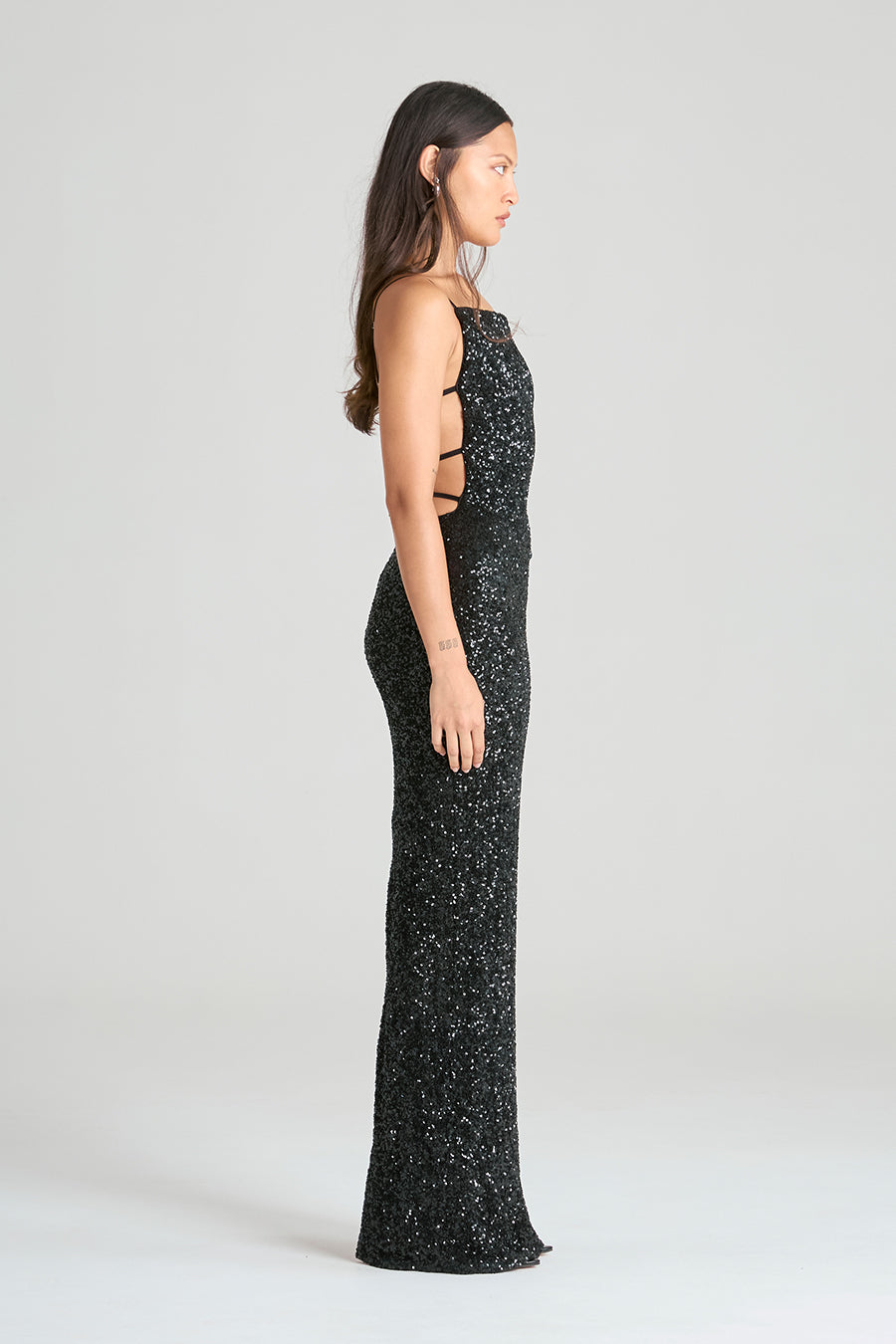 OBELISK MAXI DRESS | BLACK SEQUIN