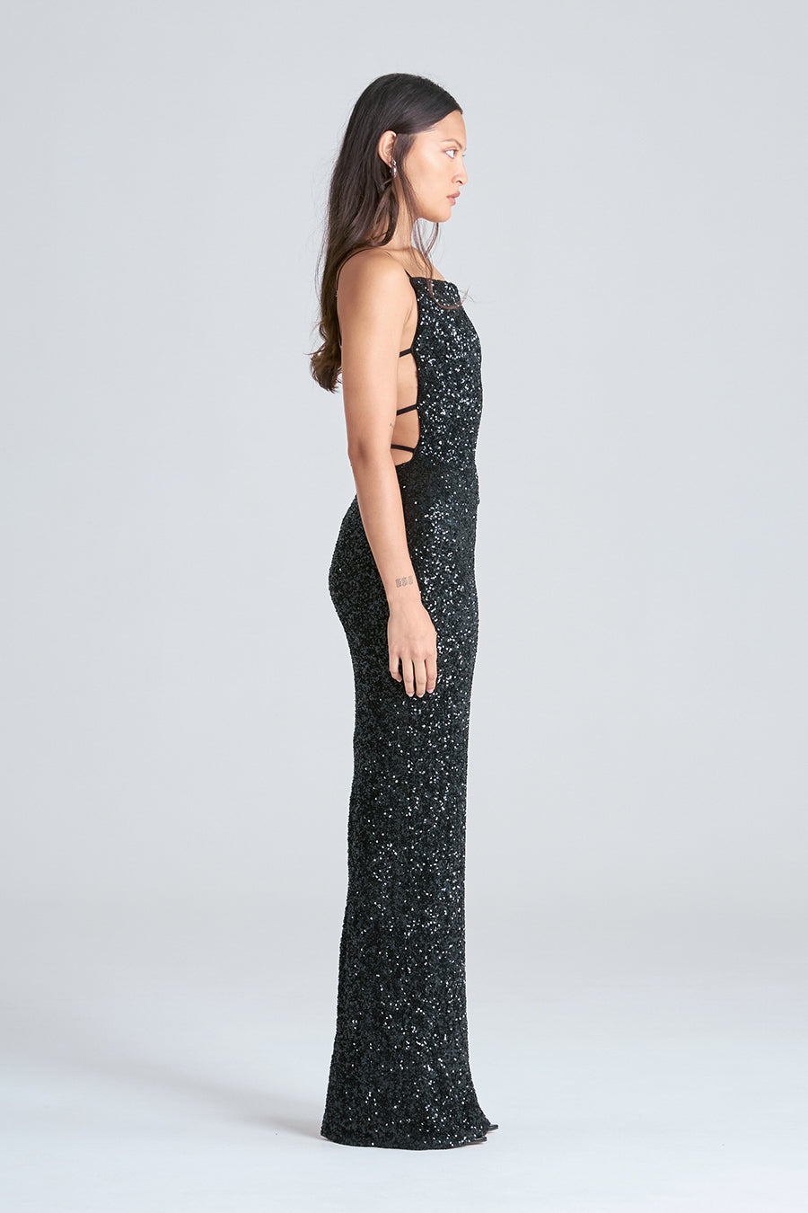 OBELISK MAXI DRESS | BLACK SEQUIN