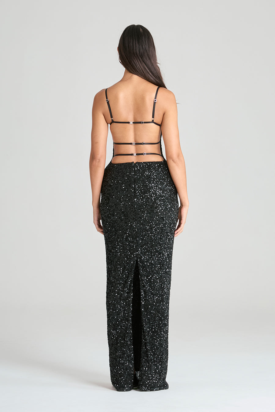 OBELISK MAXI DRESS | BLACK SEQUIN