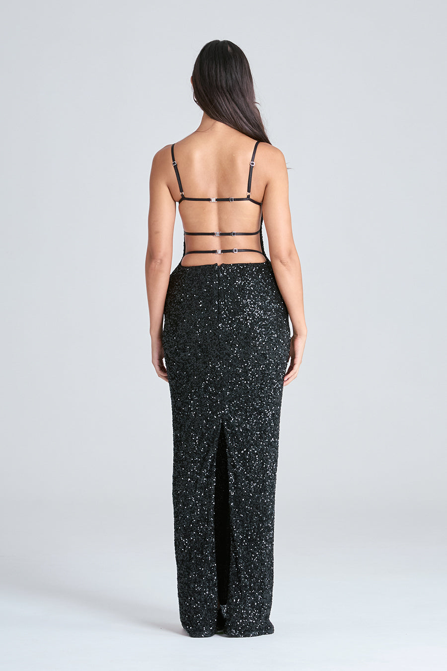OBELISK MAXI DRESS | BLACK SEQUIN