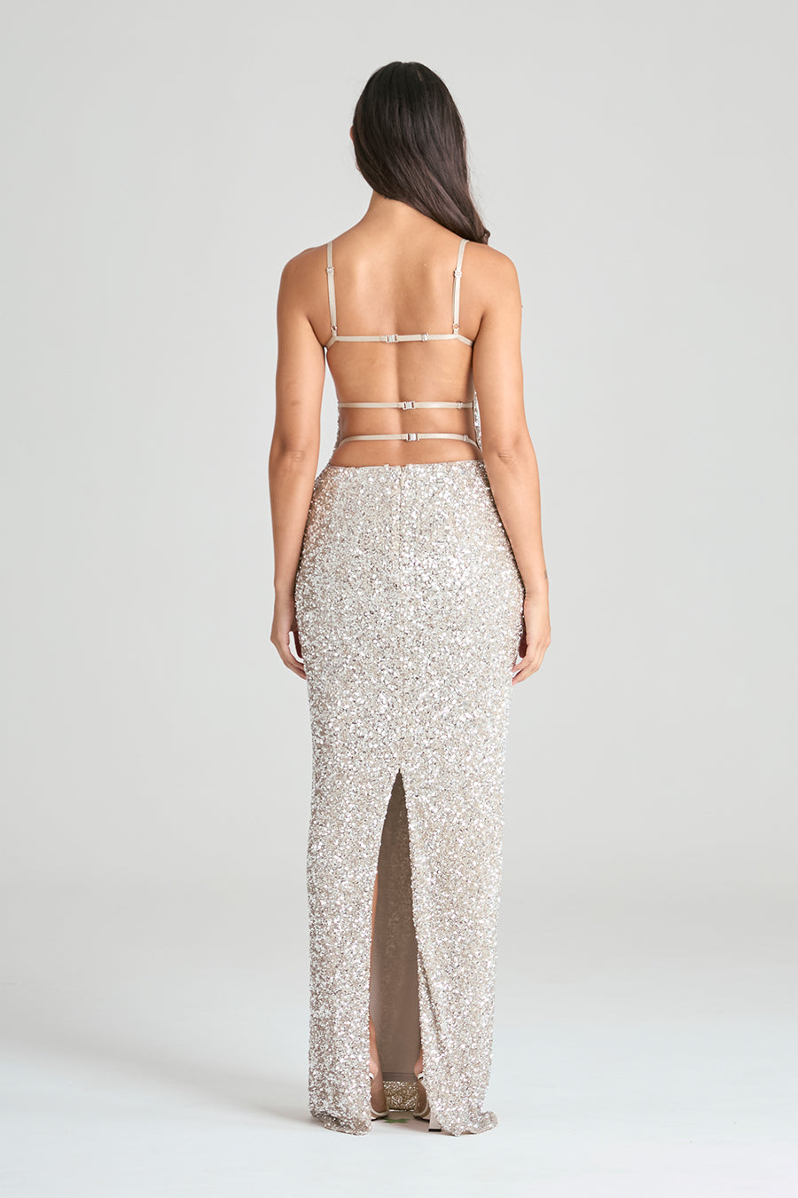 OBELISK MAXI DRESS | OYSTER SEQUIN