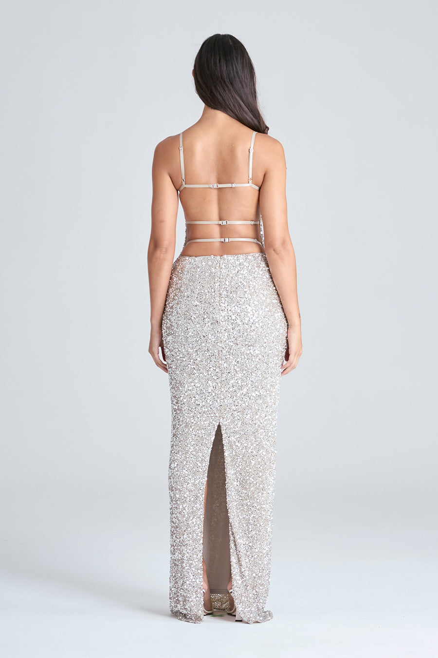 OBELISK MAXI DRESS | OYSTER SEQUIN