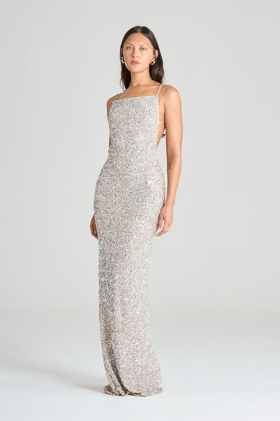 OBELISK MAXI DRESS | OYSTER SEQUIN