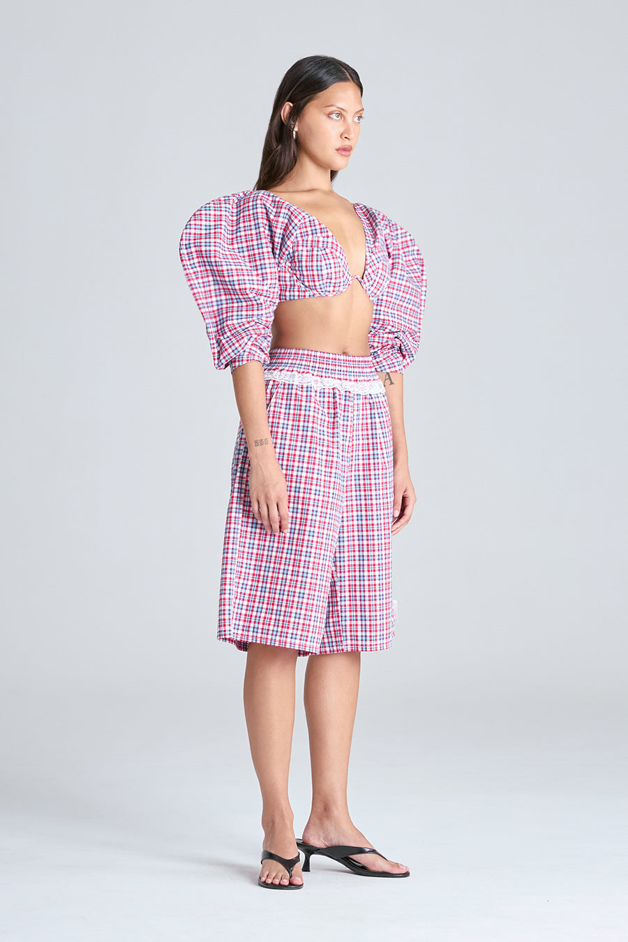 PORTRAIT TOP | RED CHECK