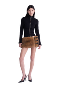SECTOR FAUX FUR BELT SKIRT | TAN
