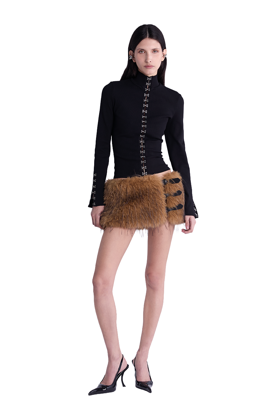 SECTOR FAUX FUR BELT SKIRT | TAN