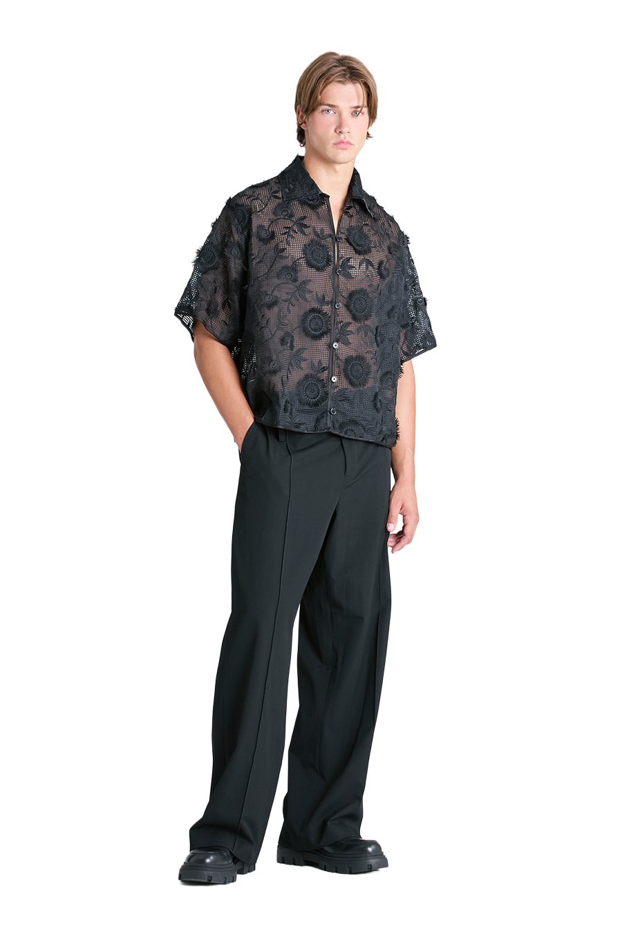 IVY LACE BOWLER SHIRT | BLACK