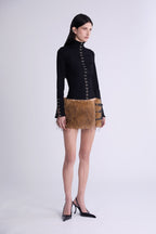 SECTOR FAUX FUR BELT SKIRT | TAN