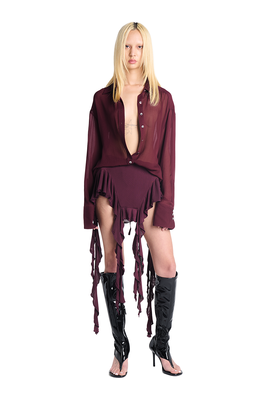 RITUAL RUFFLE SKORT | DEEP BURG
