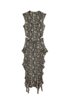 SERPENT RUFFLE DRESS | SNAKE PRINT