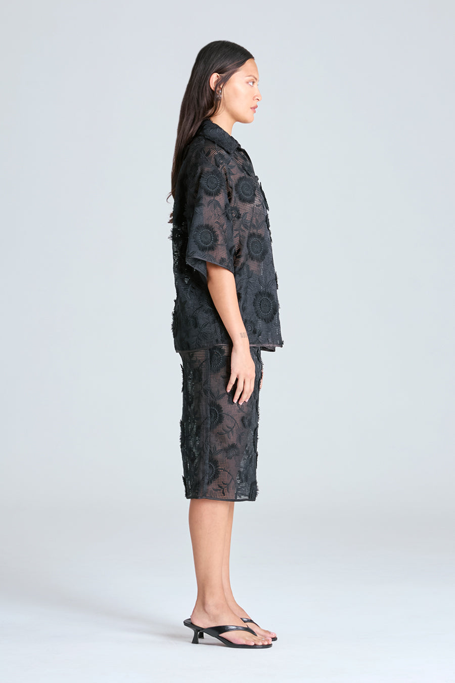 IVY LACE BOWLER SHIRT | BLACK
