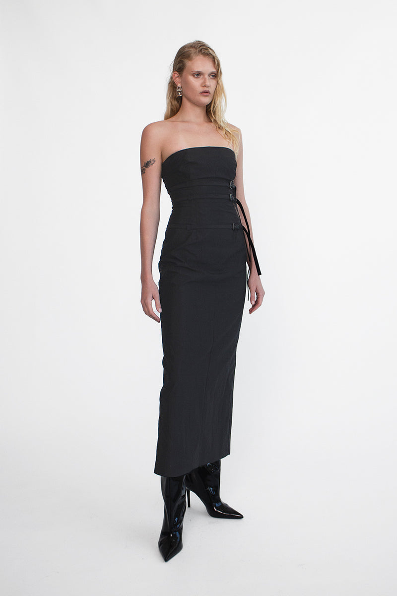 SKYLAR MIDI DRESS | BLACK