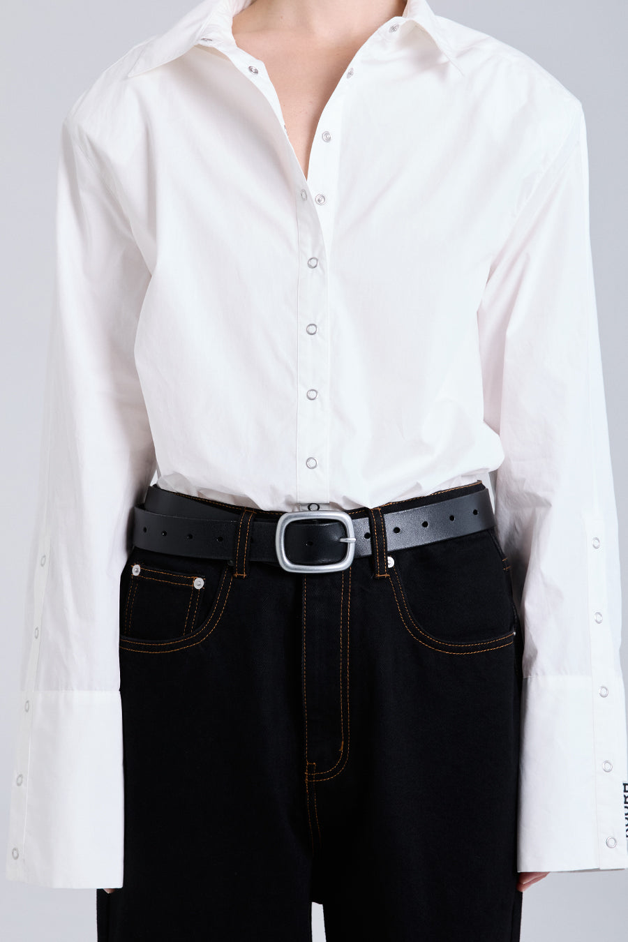 WIRE LEATHER BELT | BLACK